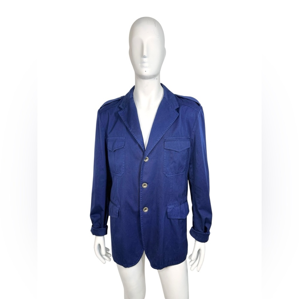 Gucci Vintage Safari Jacket XL Blue Cotton IT58